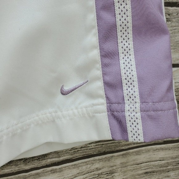 Nike Women's Joggers Cropped Athletic Running Pants White Lilac Stripe L - Picture 6 of 11